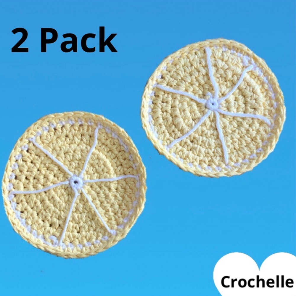 NEW Crochet Lemon Slice Coasters (2 pack)